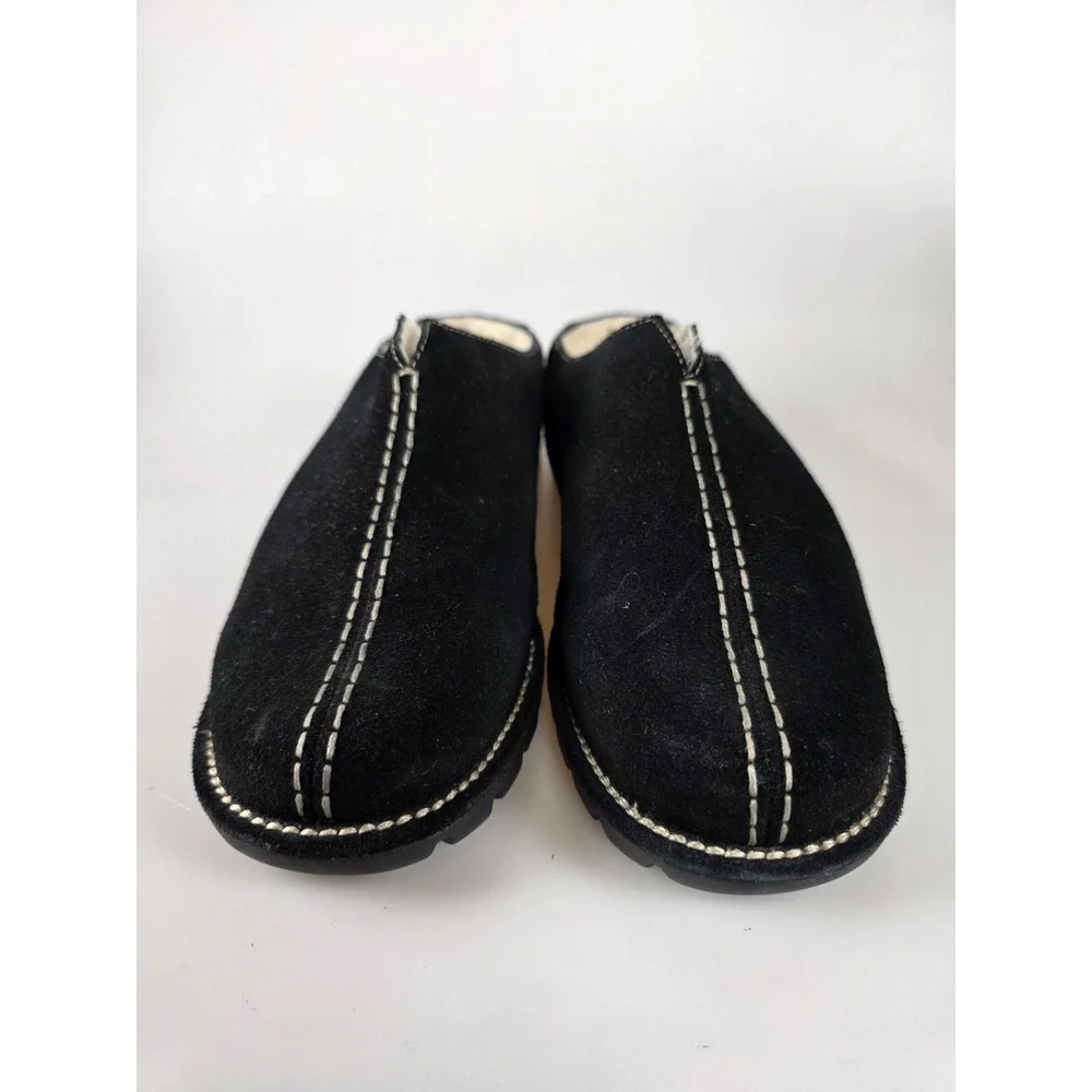 Cole Haan Fur Lined Suede Waterproof Loafers Slides Womens Size 6.5B Black
